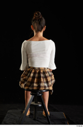 Whole Body Woman White Casual Shoes Shirt Skirt Slim Sitting Studio photo references
